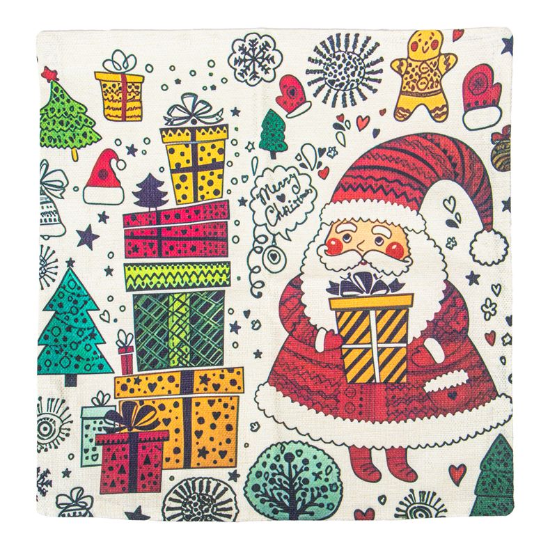 FUNDA DE ALMOHADA NAVIDEÑA 43X43CM PAPÁ NOEL CON REGALOS