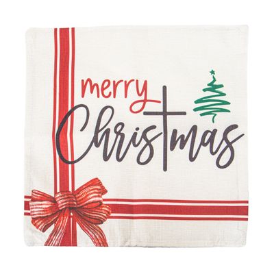 FUNDA DE ALMOHADA NAVIDEÑA 43X43CM &quot;MERRY CHRISTMAS&quot;