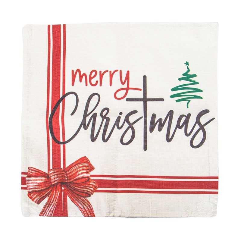 FUNDA DE ALMOHADA NAVIDEÑA 43X43CM &quot;MERRY CHRISTMAS&quot;