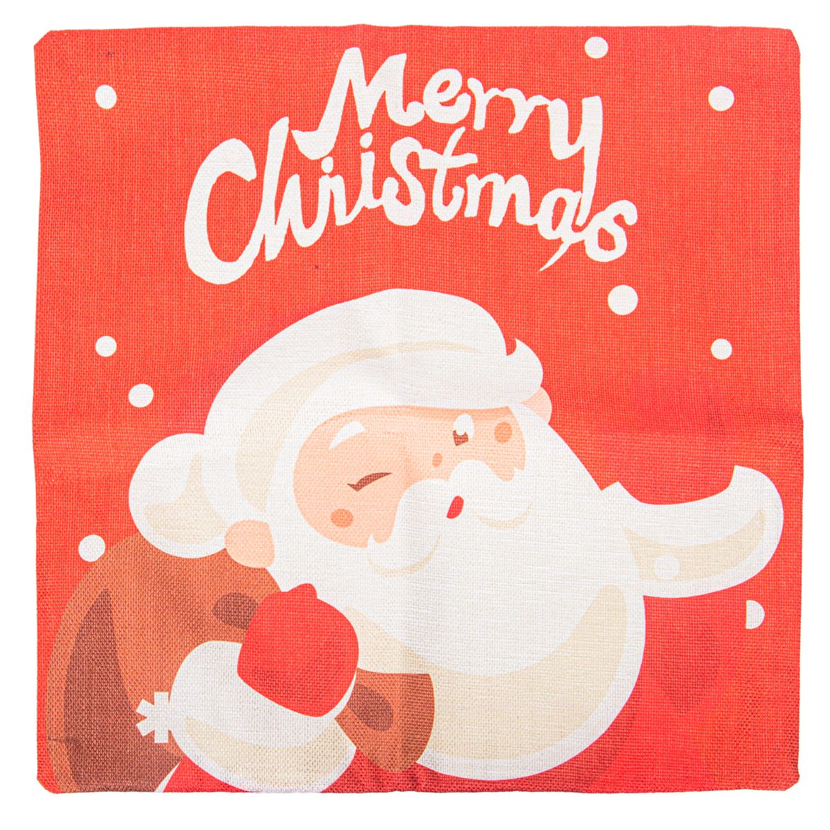 FUNDA DE ALMOHADA NAVIDEÑA 43X43CM CON DISEÑO DE SANTA CLAUS