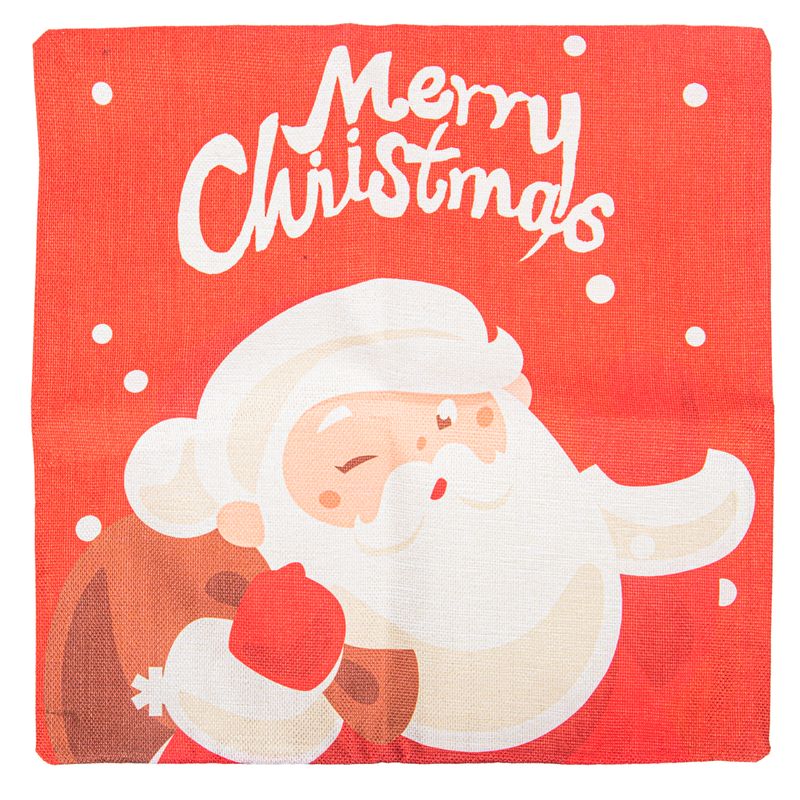 FUNDA DE ALMOHADA NAVIDEÑA 43X43CM CON DISEÑO DE SANTA CLAUS
