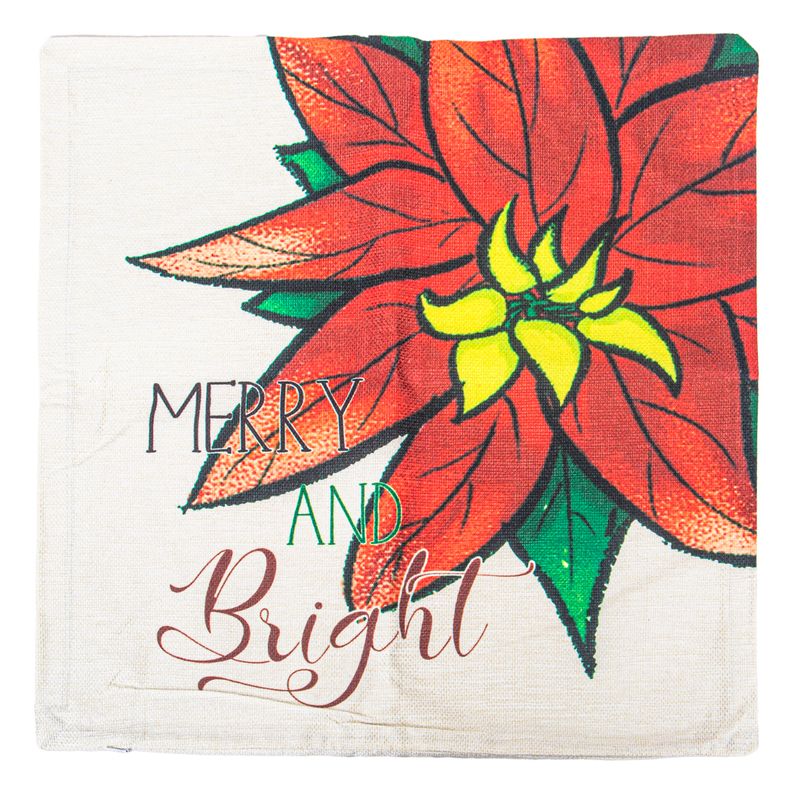 FUNDA DE ALMOHADA NAVIDEÑA 43X43CM CON DISEÑO FLOR DE NOCHEBUENA