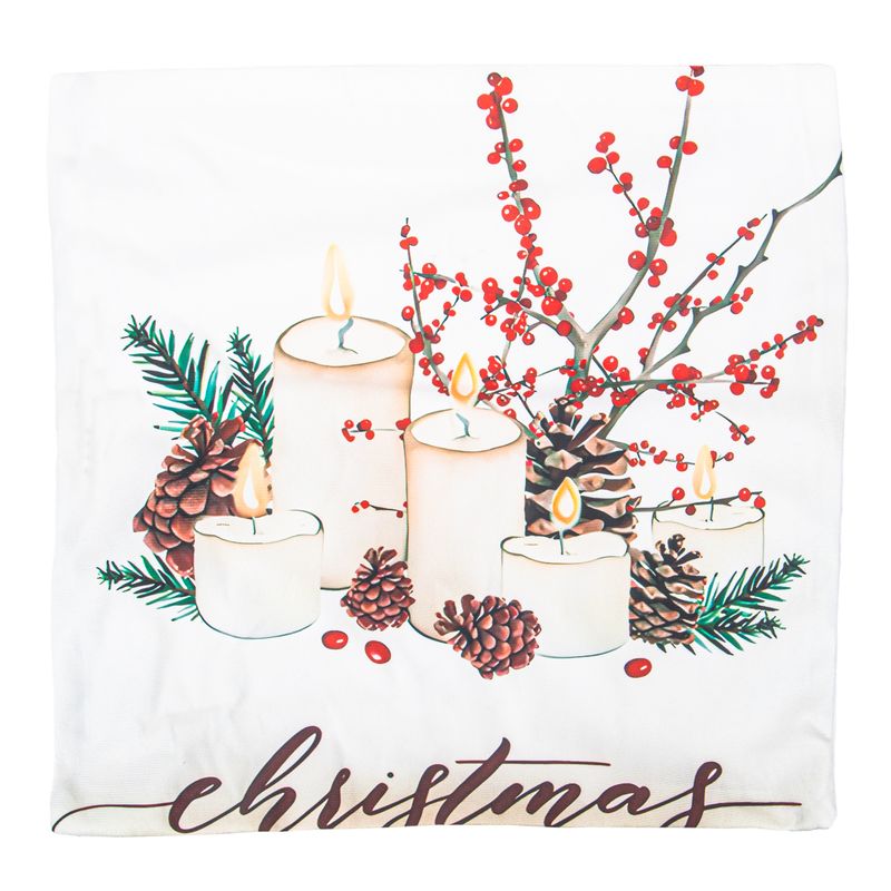 FUNDA DE ALMOHADA NAVIDEÑA 43X43CM CON DISEÑO DE VELAS