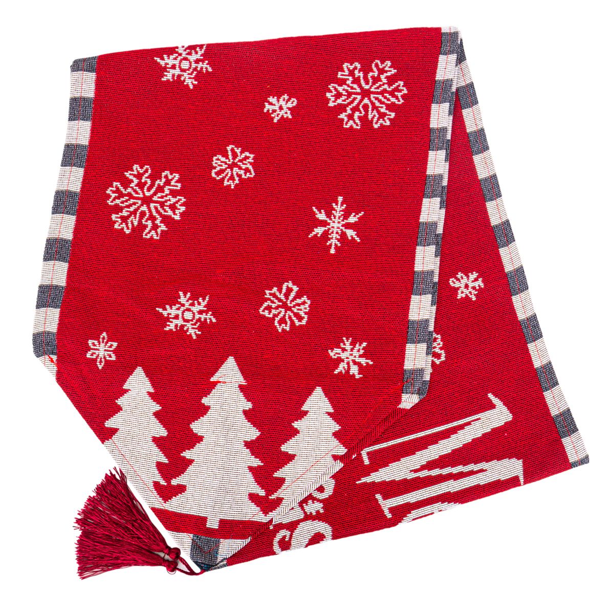 CAMINO DE MESA NAVIDEÑO 170 X 34 CM ESTAMPADO NAVIDEÑO ROJO