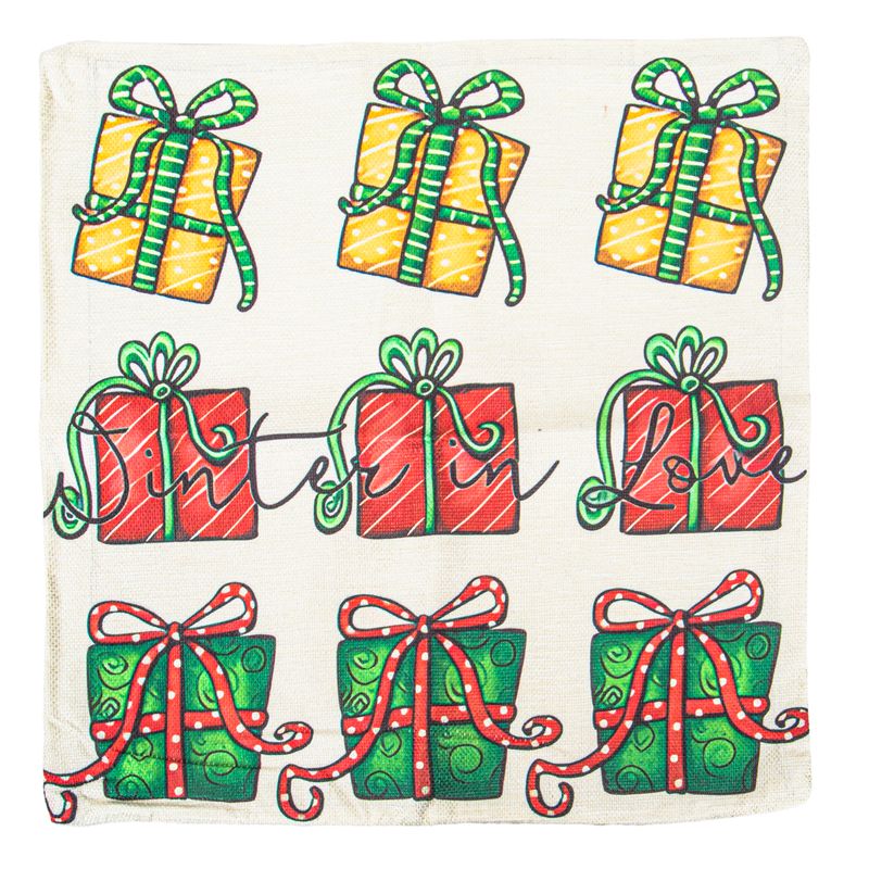 FUNDA DE ALMOHADA NAVIDEÑA 43X43CM CON DISEÑO ADORNOS DE NAVIDAD