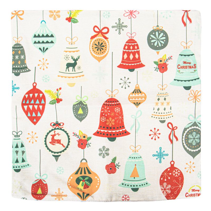FUNDA DE ALMOHADA NAVIDEÑA 43X43CM DISEÑO CAMPANAS 