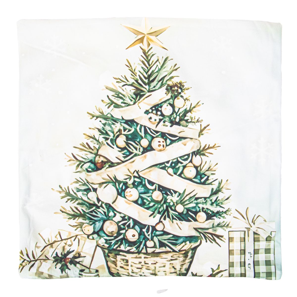FUNDA DE ALMOHADA NAVIDEÑA 43X43CM CON DISEÑO DE ÁRBOL DE NAVIDAD