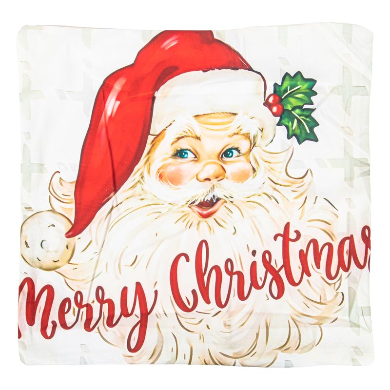 FUNDA DE ALMOHADA NAVIDEÑA 43X43CM CON DISEÑO DE PAPÁ NOEL