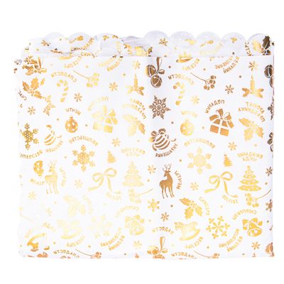 MANTEL NAVIDEÑO RECTANGULAR 150X220CM BLANCO CON DETALLES
