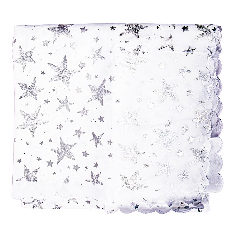 MANTEL NAVIDEÑO RECTANGULAR 150X250CM BLANCO CON DETALLES