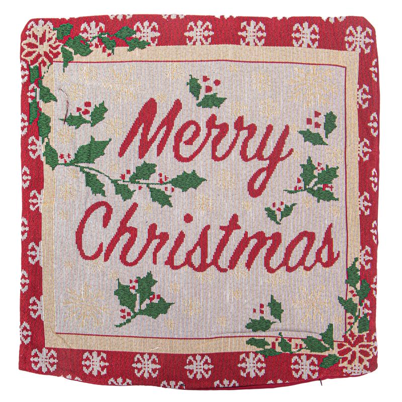 FUNDA DE ALMOHADA NAVIDEÑA 43X43CM CON DISEÑO MERRY CHRISTMA