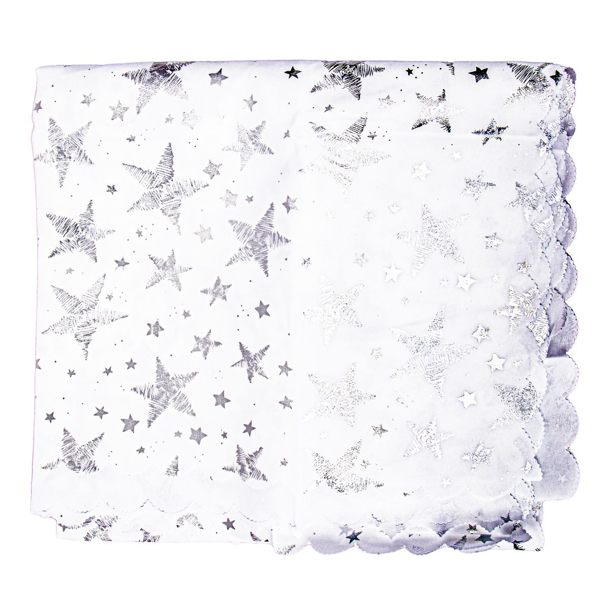 MANTEL NAVIDEÑO RECTANGULAR 150X300CM BLANCO CON DETALLES