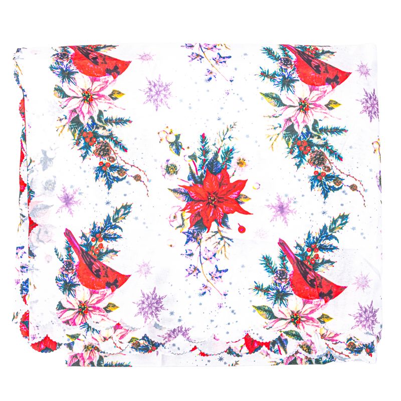 MANTEL NAVIDEÑO RECTANGULAR 150X220CM BLANCO CON DETALLES