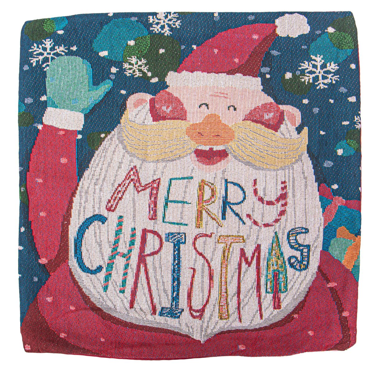 FUNDA DE ALMOHADA NAVIDEÑA 43X43CM CON DISEÑO DE SANTA CLAUS