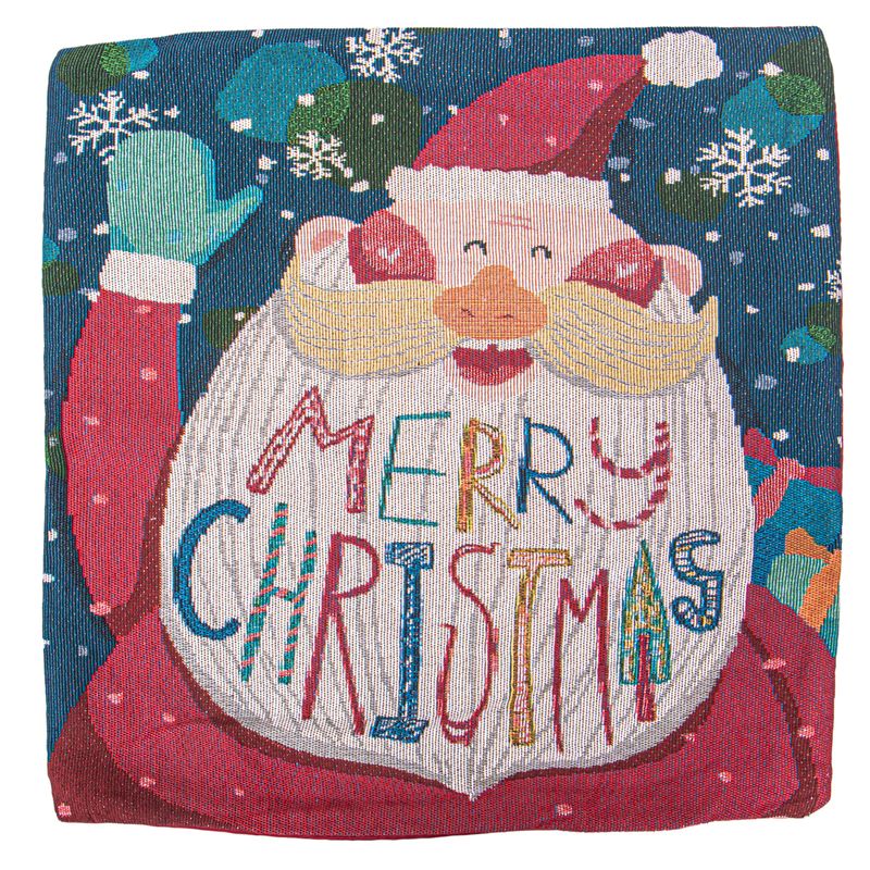 FUNDA DE ALMOHADA NAVIDEÑA 43X43CM CON DISEÑO DE SANTA CLAUS