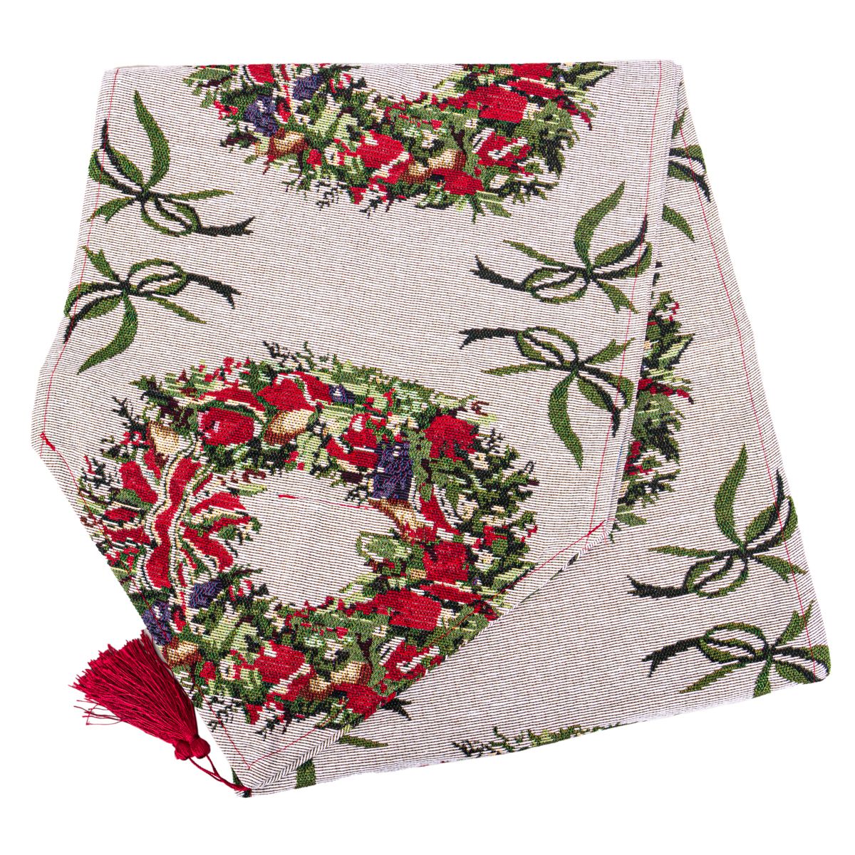 CAMINO DE MESA NAVIDEÑO 170 X 34 CM ESTAMPADO NAVIDEÑO BEIGE