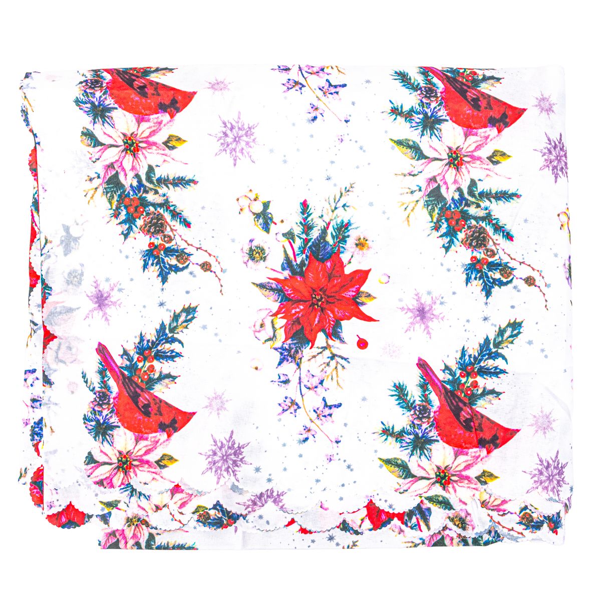 MANTEL NAVIDEÑO RECTANGULAR 150X250CM BLANCO CON DETALLES