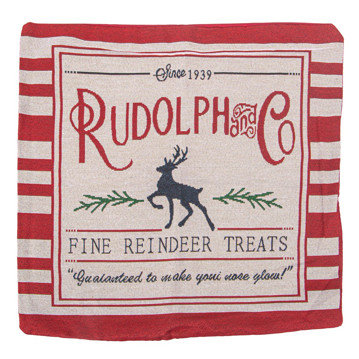 FUNDA DE ALMOHADA NAVIDEÑA 43X43CM CON DISEÑO RUDOLPH