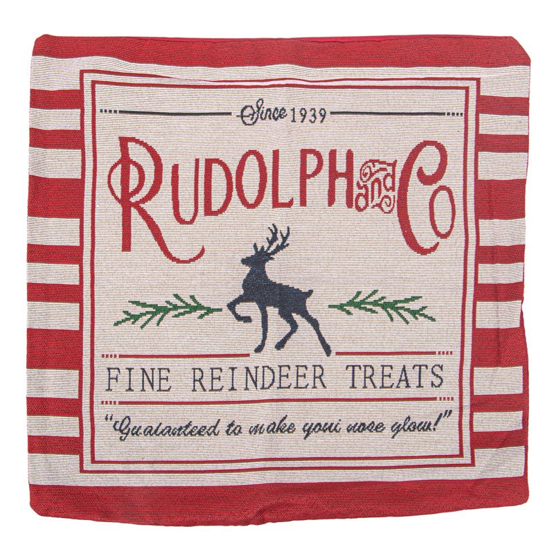 FUNDA DE ALMOHADA NAVIDEÑA 43X43CM CON DISEÑO RUDOLPH
