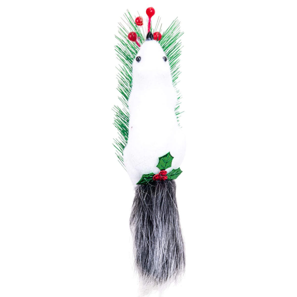 ADORNO COLGANTE NAVIDEÑO ARDILLA BLANCA CON RAMA