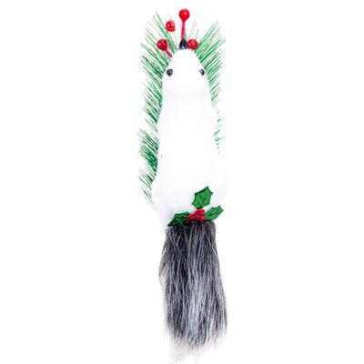 ADORNO COLGANTE NAVIDEÑO ARDILLA BLANCA CON RAMA