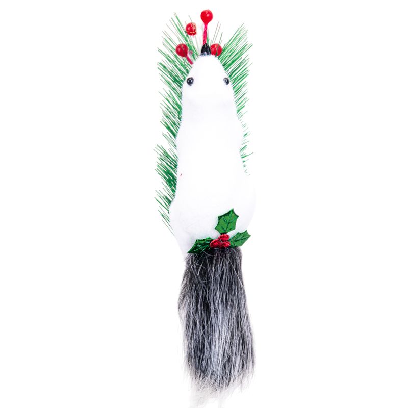 ADORNO COLGANTE NAVIDEÑO ARDILLA BLANCA CON RAMA