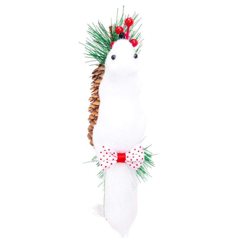 ADORNO NAVIDEÑO PIÑA CON ARDILLA BLANCA 18X8CM