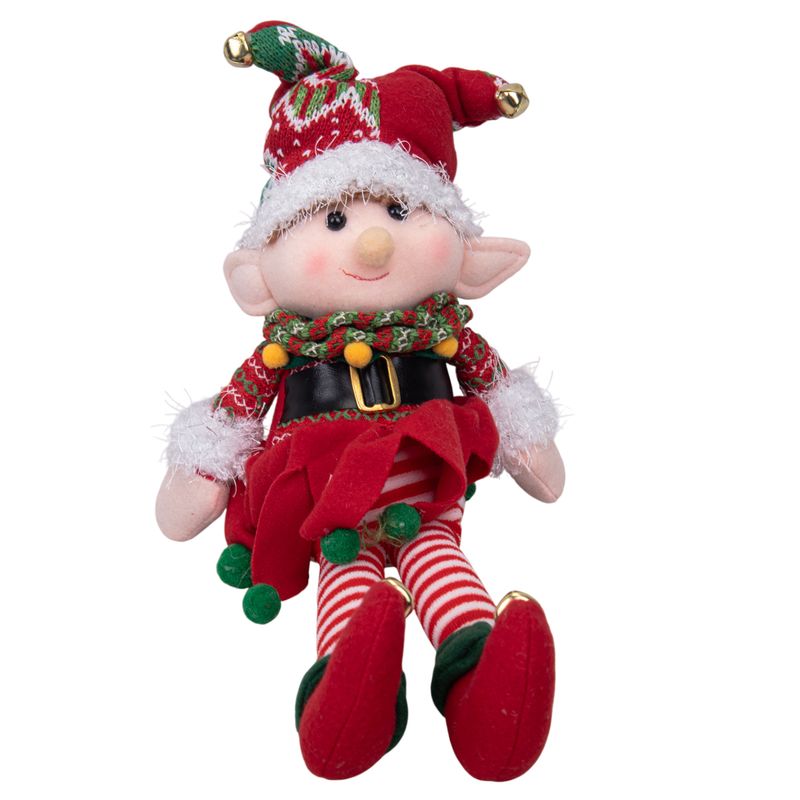 ELFO DE NAVIDAD 38CM - VERDE Y ROJO SENTADO