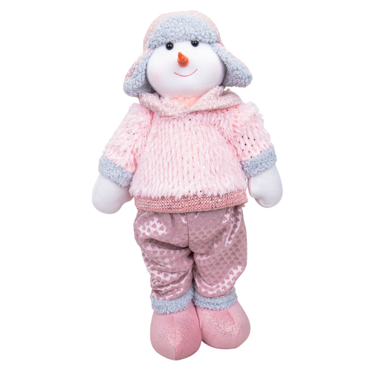 MUÑECO DE NIEVE 48CM - ROSA, BLANCO Y PLATEADO