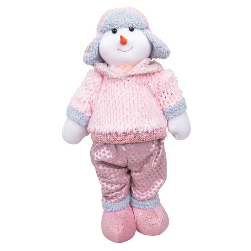 MUÑECO DE NIEVE 48CM - ROSA, BLANCO Y PLATEADO