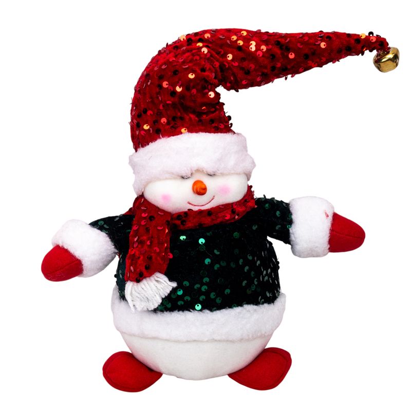 MUÑECO DE NIEVE NAVIDEÑO CON LENTEJUELAS 35 CM 