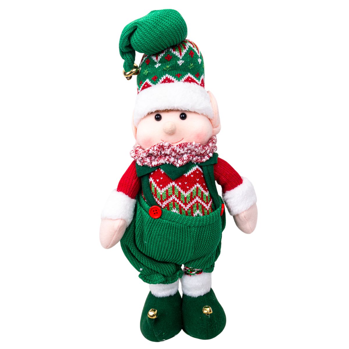 MUÑECO NAVIDEÑO DE ELFO RETRÁCTIL 50 A 65 CM VERDE