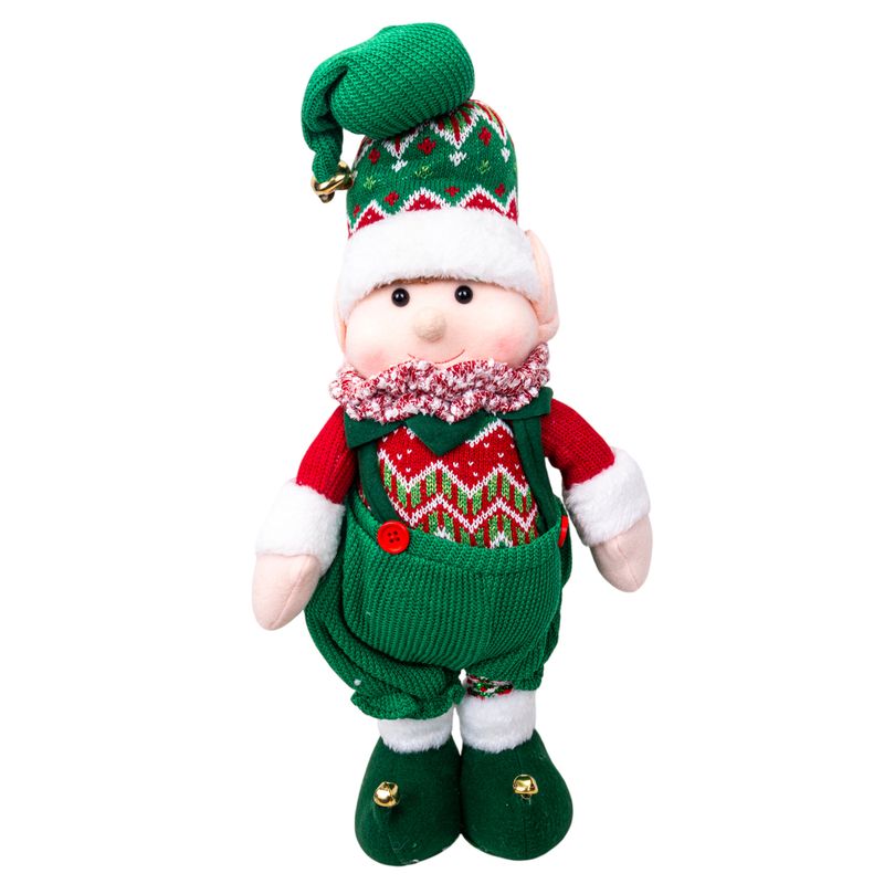 MUÑECO NAVIDEÑO DE ELFO RETRÁCTIL 50 A 65 CM VERDE