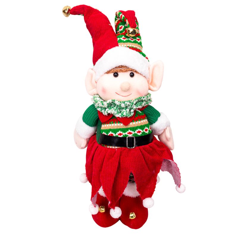 MUÑECO NAVIDEÑO DE ELFO RETRÁCTIL 50 A 60 CM ROJO
