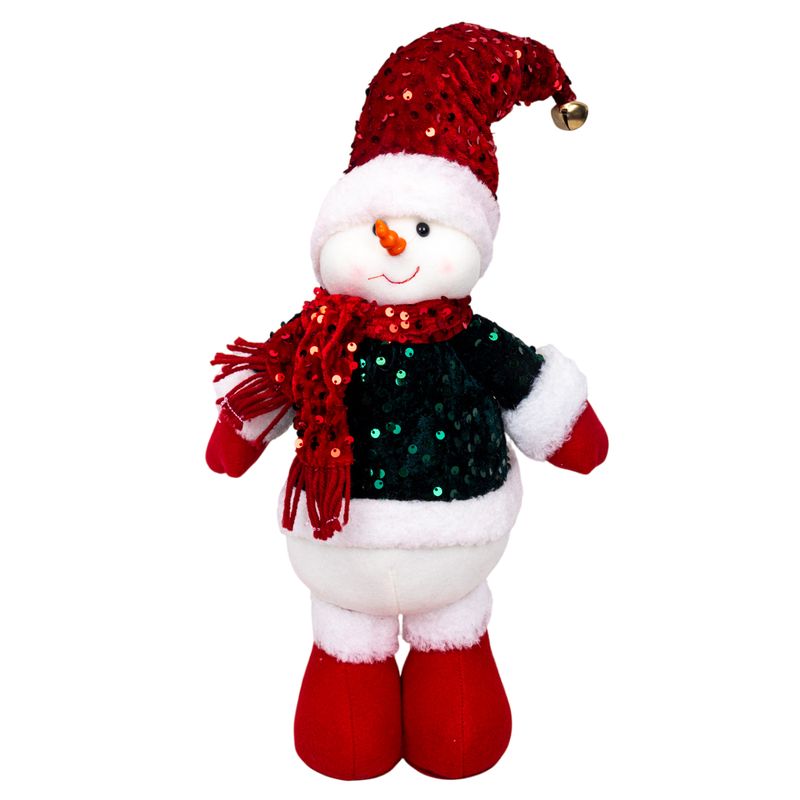 MUÑECO DE NIEVE NAVIDEÑO CON LENTEJUELAS 35 CM