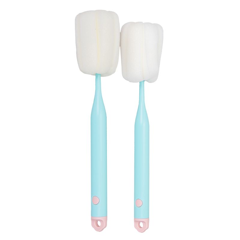 CEPILLO DE ESPONJA PARA BOTELLAS Y VASOS 2PZS AZUL