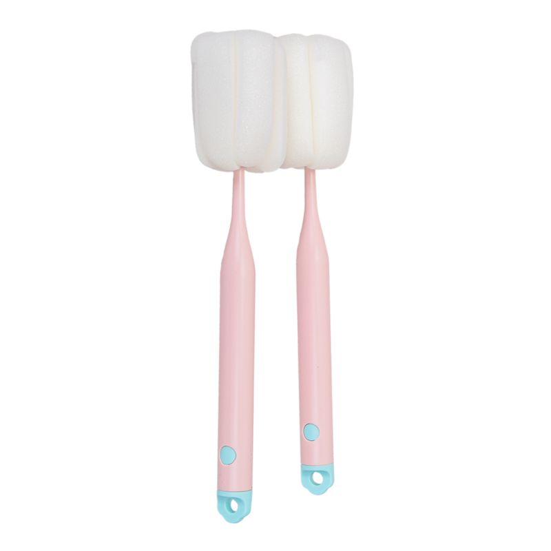 CEPILLO DE ESPONJA PARA BOTELLAS Y VASOS ROSA
