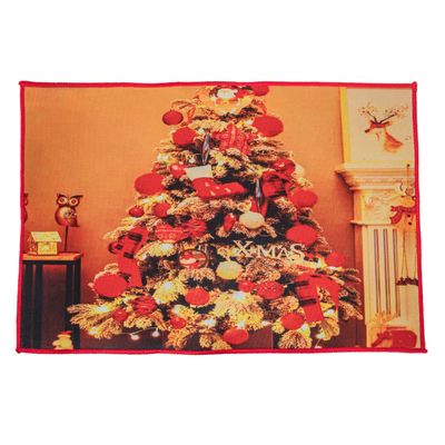 TAPETE NAVIDEÑA DECORATIVA 38X58 CM CON DISEÑO DE ADORNOS  NAVIDEÑOS