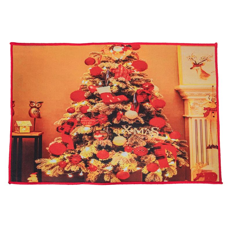 TAPETE NAVIDEÑA DECORATIVA 38X58 CM CON DISEÑO DE ADORNOS  NAVIDEÑOS