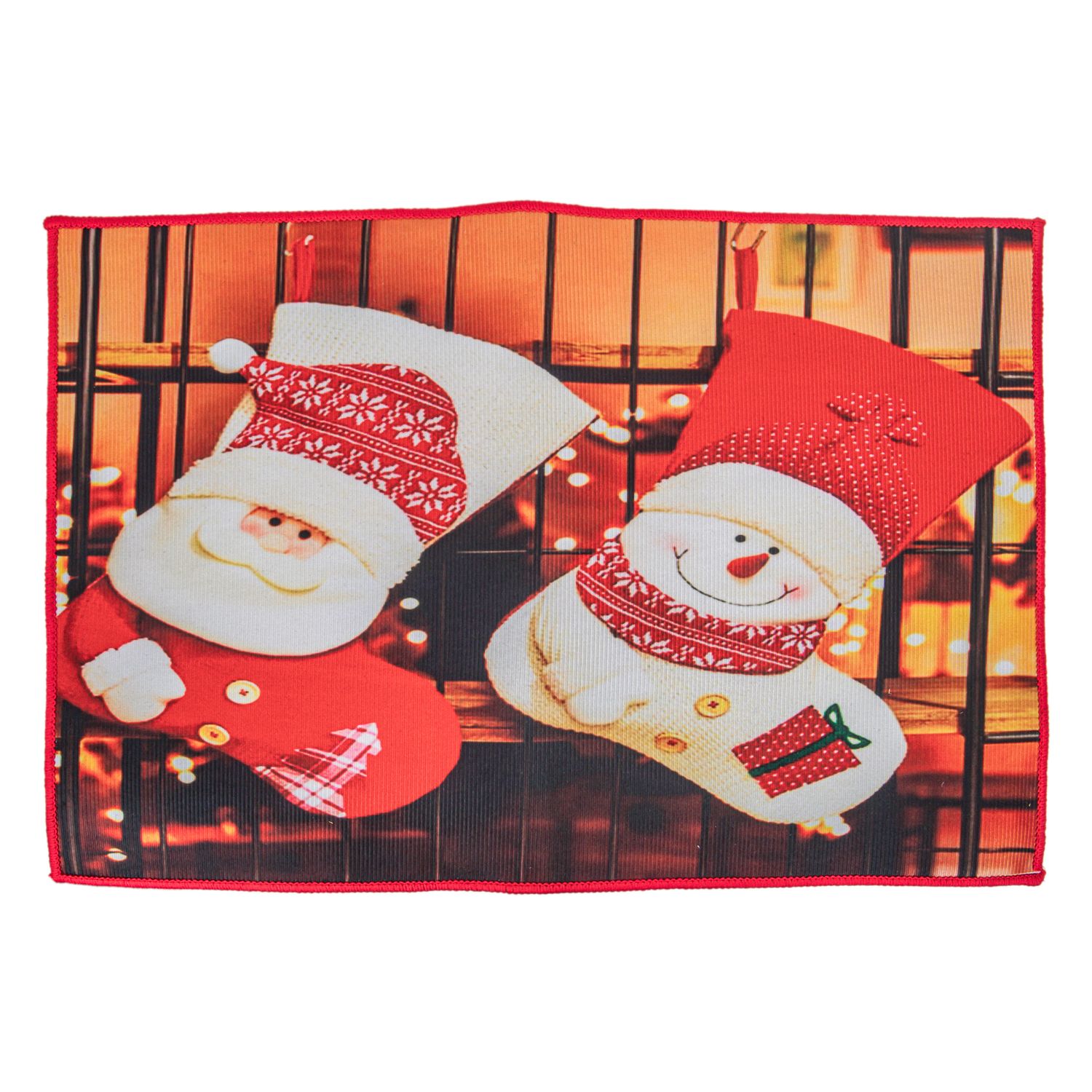 TAPETE NAVIDEÑO DECORATIVO DISEÑO BOTA NAVIDEÑA 40X60CM 