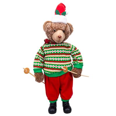 MUÑECO NAVIDEÑO DE OSO CON ATUENDO TRADICIONAL 70CM