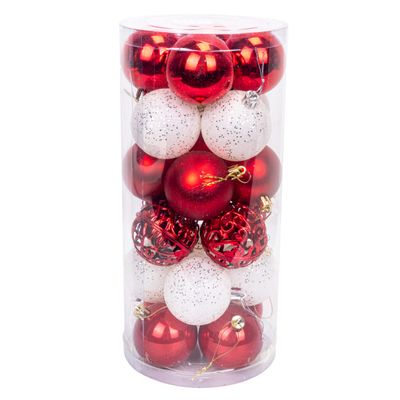 BOLA NAVIDEÑA CON 24 PZS DE 6 CM ROJO