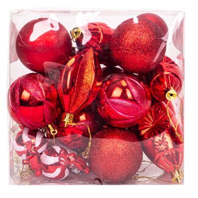 BOLA NAVIDEÑA CON 20 PZS DE 6 CM ROJO 