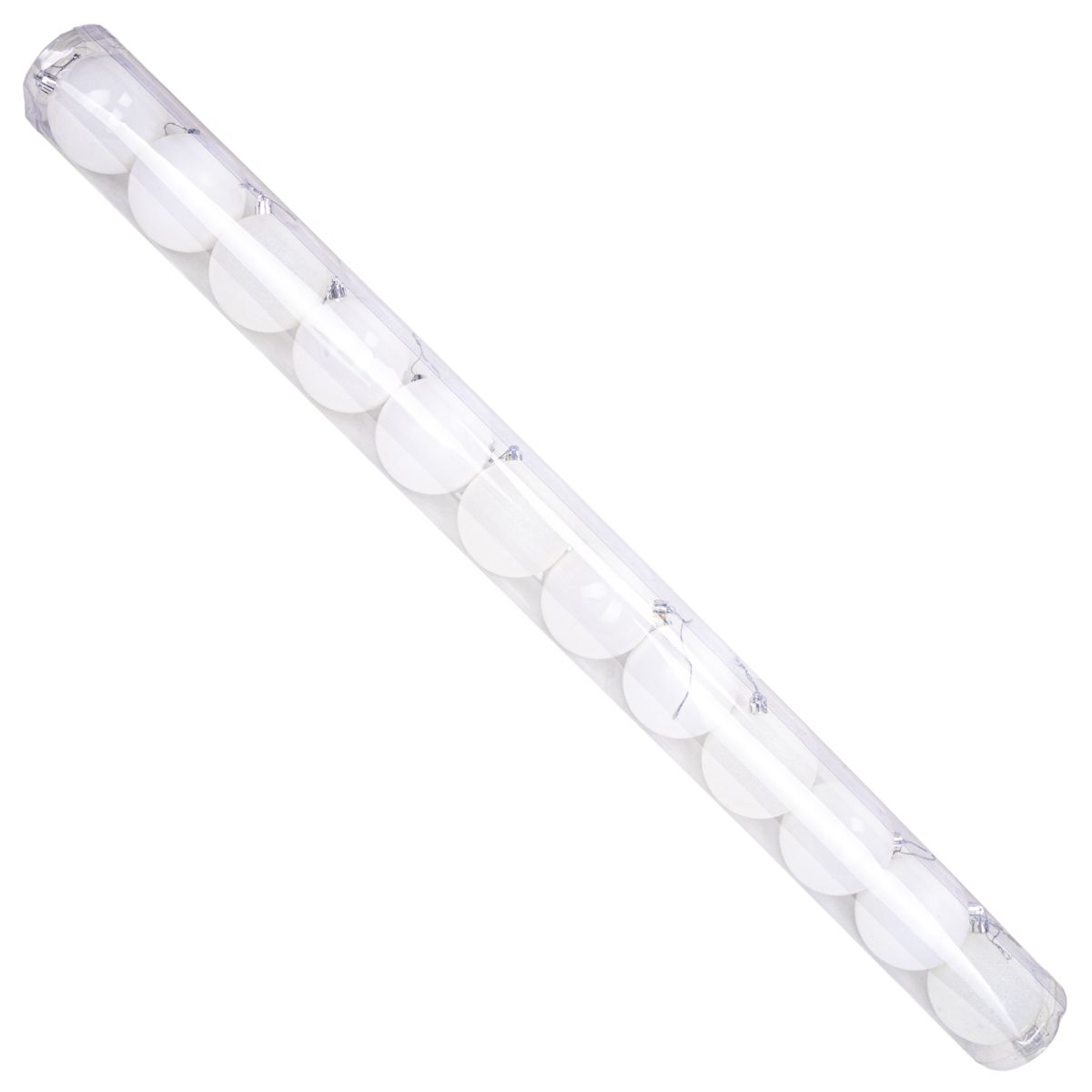 BOLA NAVIDEÑA CON 12 PZS DE 8 CM BLANCO