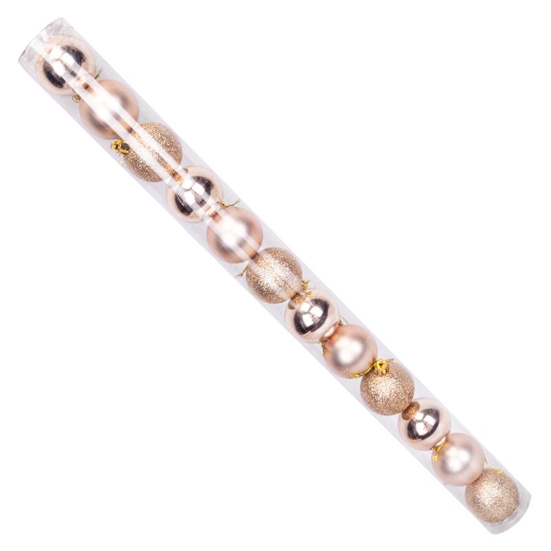 BOLA NAVIDEÑA CON 12 PZS DE 5 CM CHAMPAGNE