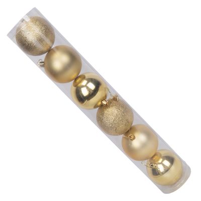 BOLA NAVIDEÑA CON 6 PZS DE 8 CM DORADO