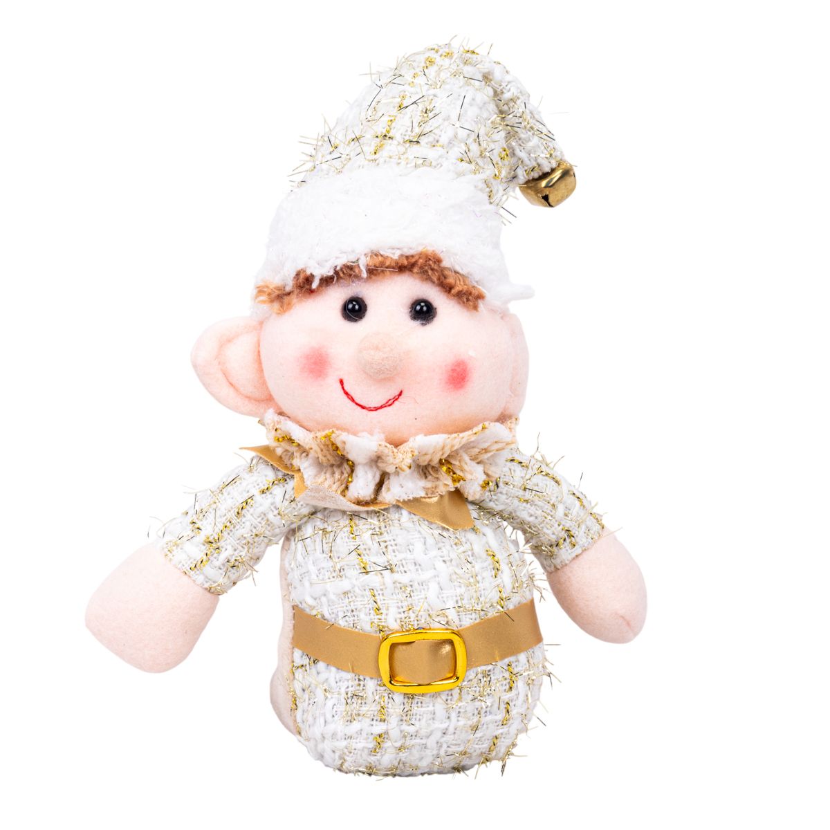 MUÑECO DE NAVIDAD 15CM - BLANCO Y DORADO