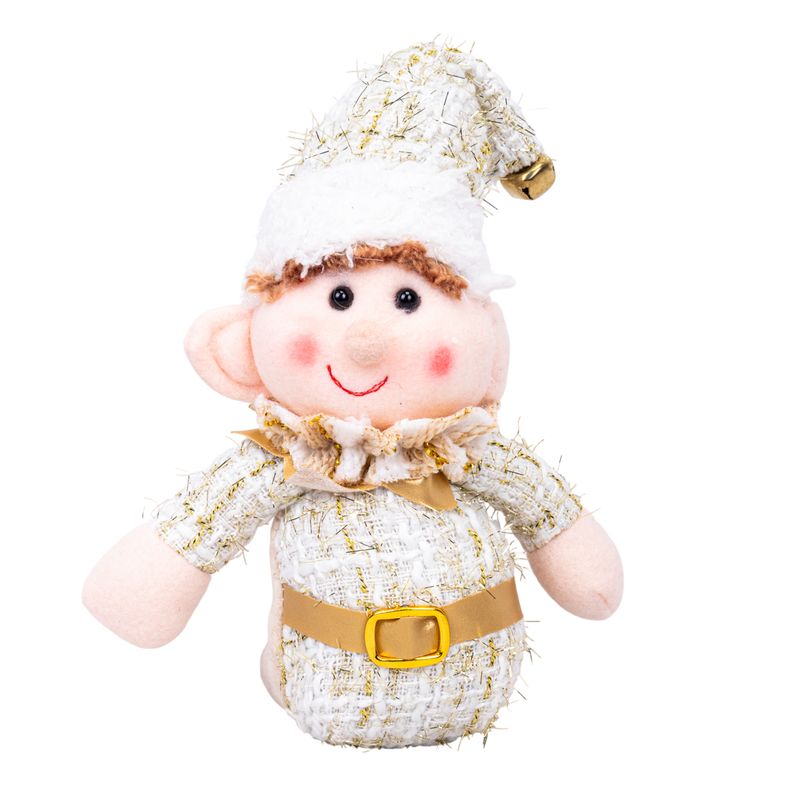 MUÑECO DE NAVIDAD 15CM - BLANCO Y DORADO