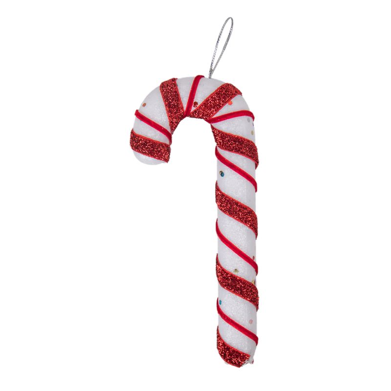 ADORNO NAVIDEÑO BASTÓN DE CARAMELO ESPIRAL ROJO Y BLANCO 18 CM
