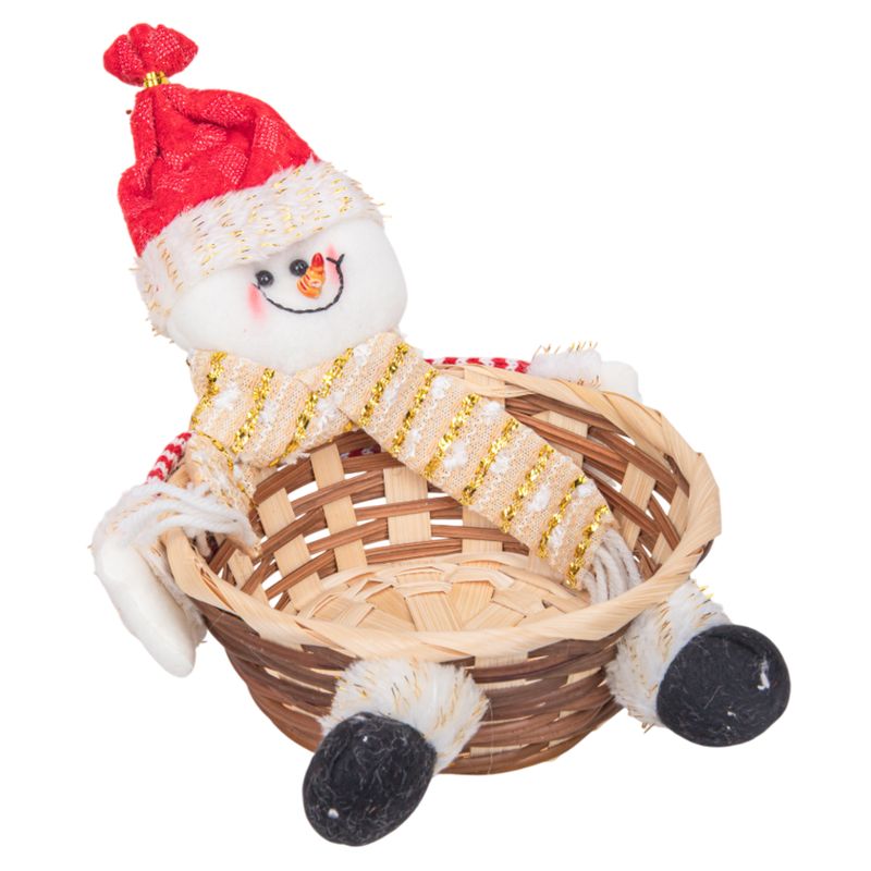 CESTA NAVIDEÑA DECORATIVA CON MUÑECO DE NIEVE